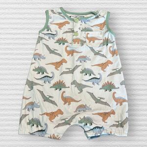 Sweethoney Dino Romper 6M Blue Dinosaur Sleeveless